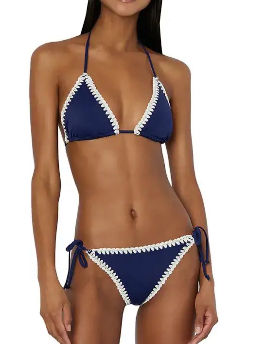 XMILLY CROCHET TRIM TRIANGLE BIKINI SET